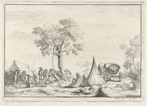 Kampement met een spitse tent