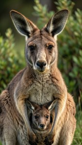 Kangaroo and Joey Portrait