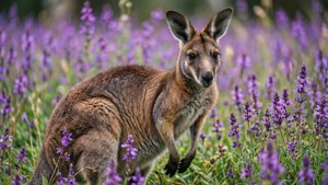 Kangaroo in Wildflowers