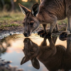 Kangaroo Reflecting in Water