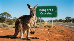 Kangaroo Road Sign