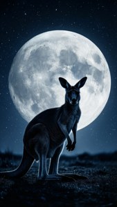 Kangaroo Silhouette Moon