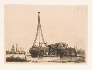 Kanonneerboten in het dok bij Antwerpen