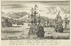 Kapitein Lambert Hendriks laat Noord-Afrikaanse kapers aan ra’s ophangen en van boord gooien, ca. 1619