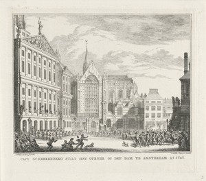 Kapitein Scheerenberg verjaagt de oproerkraaiers, 1747