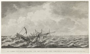 Kappen van de masten van het schip Woestduin, 1779