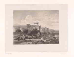 Karavaan in rust voor de tempelruïnes van Baalbek