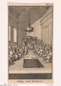 Kardinaal Mazarin in vergadering met Lodewijk XIII en zijn raadgevers, 1643