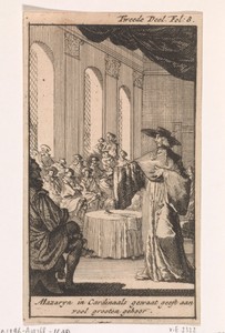 Kardinaal Mazarin verdedigt zich in een statenvergadering