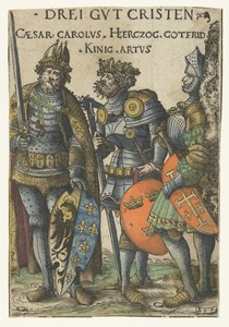 Karel de Grote, Godfried IV van Bouillon en Koning Arthur als drie christelijke helden