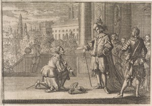 Karel IV, hertog van Lotharingen knielt voor Lodewijk XIII, 1641