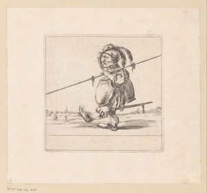 Karikaturale figuur met lans