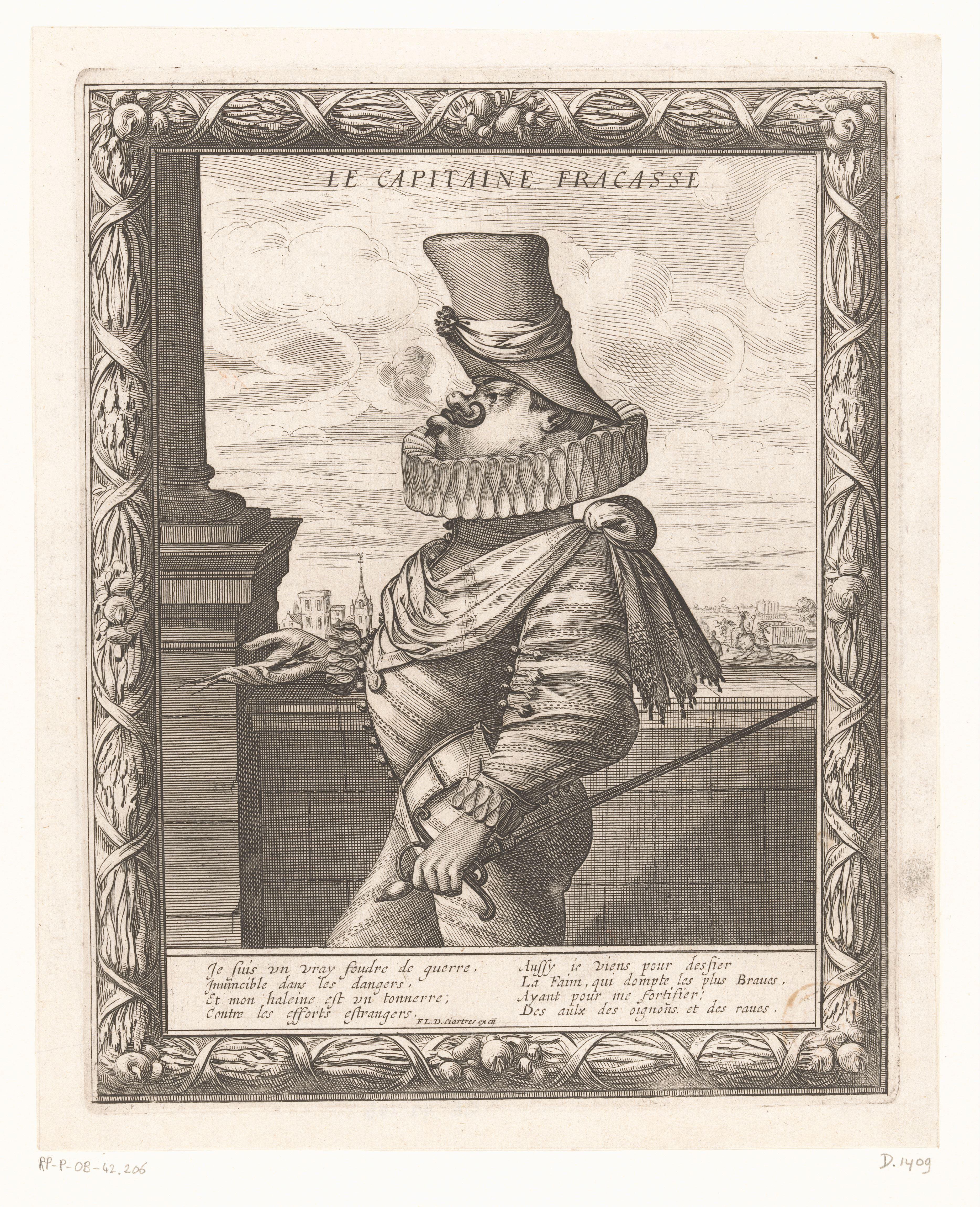 Karikatuur van een Spaanse kapitein by Abraham Bosse