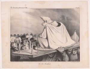 Karikatuur van Lodewijk Filips I, koning van Frankrijk als gipsen beeld