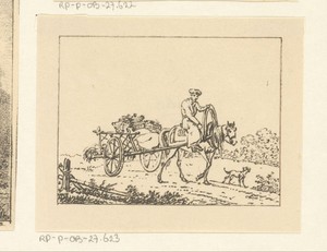 Kartrekkend paard met ruiter