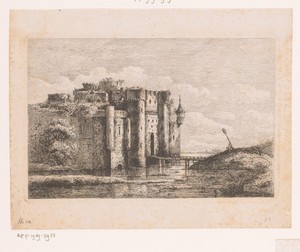 Kasteelruïne met toegangsbrug