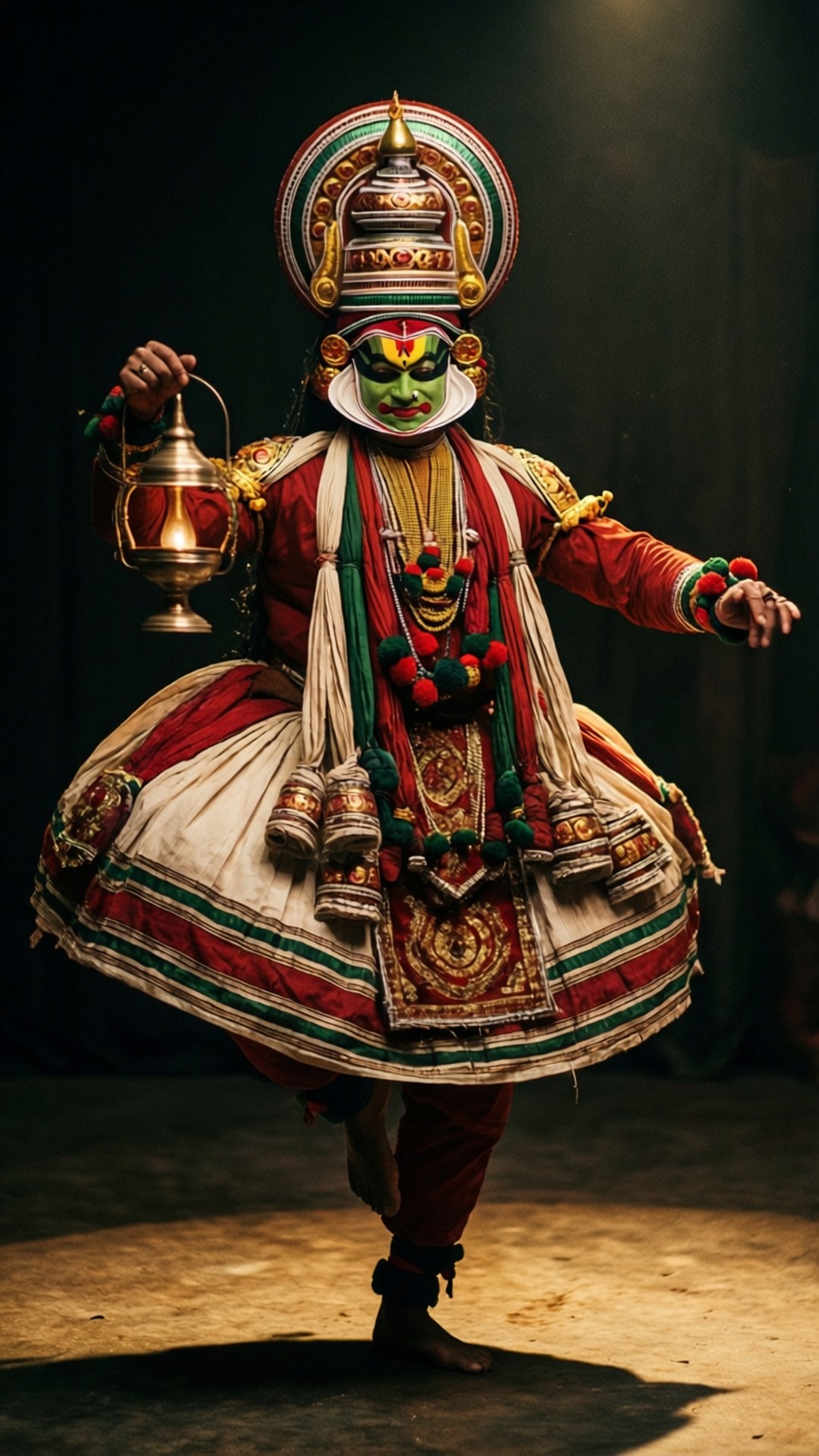 Kathakali with Brass Lamp by Wallpapers.art Studio