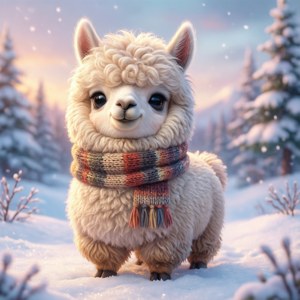 Kawaii Alpaca in Snow
