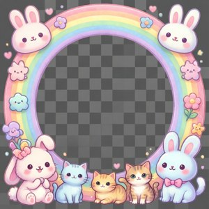 Kawaii Animal Rainbow Border