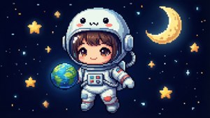 Kawaii Astronaut in Space