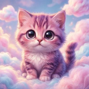 Kawaii Cat in Clouds