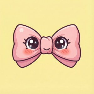 Kawaii Face Cartoon Bow