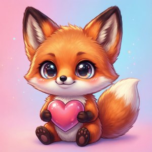 Kawaii Fox Heart