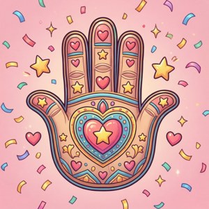 Kawaii Hamsa Hearts