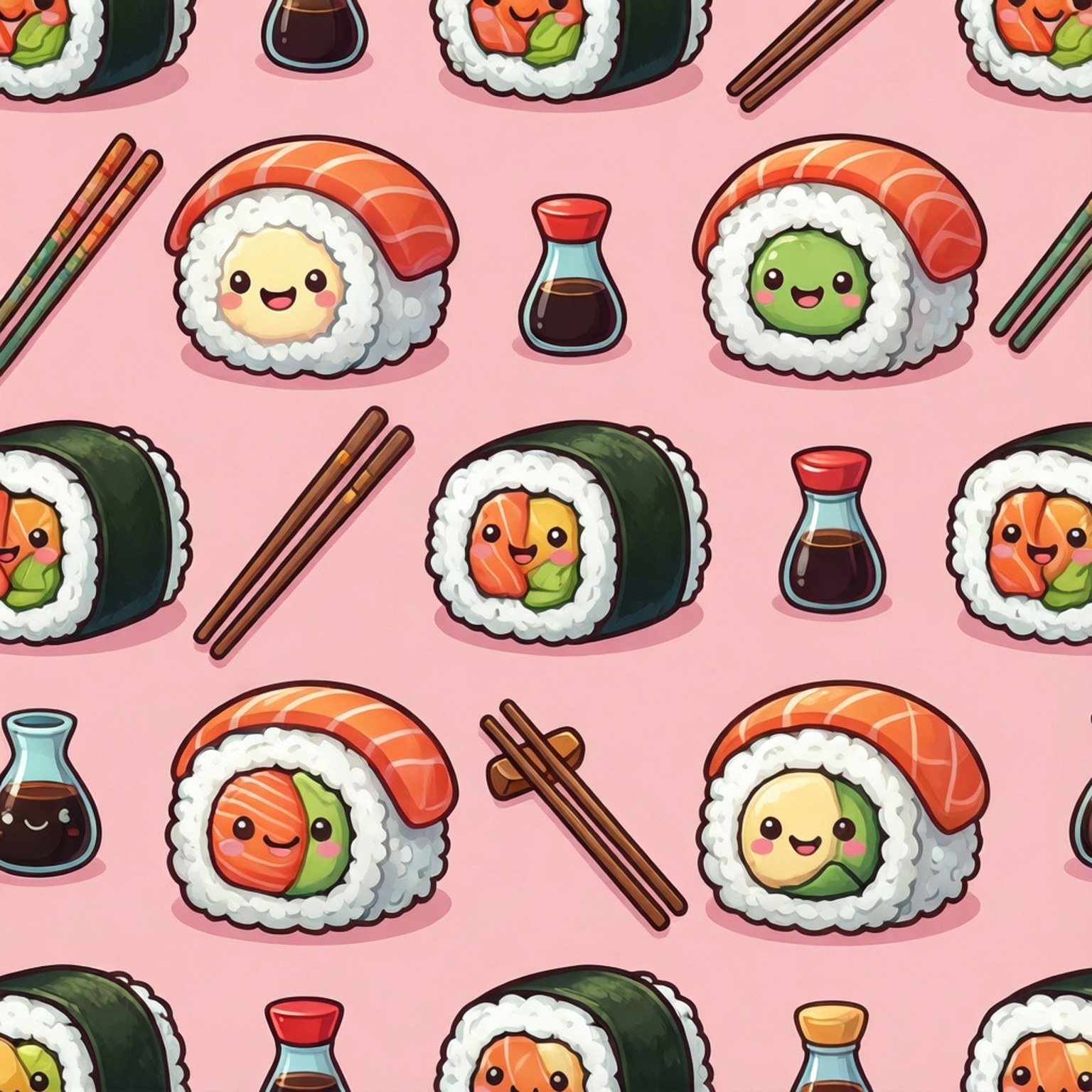 Kawaii Sushi Friends by Wallpapers.art Studio