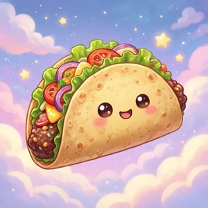 Kawaii Taco in Pastel Sky