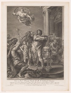 Keizer Augustus brengt een offer voor de tempel van Janus