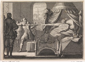 Keizer Hendrik II verbeeldt zich op zijn ziekbed dat hij wordt bespoten door een duivel
