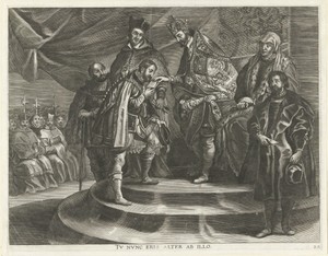 Keizer Karel V doet troonsafstand ten gunste van Fiilips II; intocht van Ferdinand te Gent in 1635