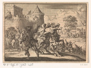 Keizerlijk bevelhebber Dampier valt van zijn paard na een schot vanaf de muren van Presburg (Bratislava), 1620
