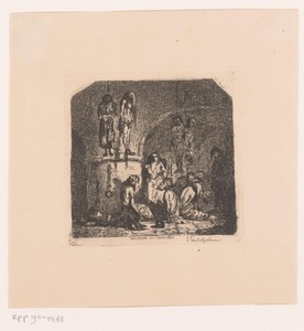 Kerker met gevangenen en opgehangen figuren