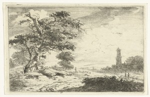 Kerktoren bij zandvlakte
