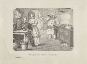 Keuken met personeel en soldaat