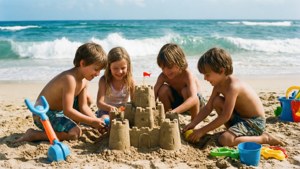 Kids Building Sandcastle