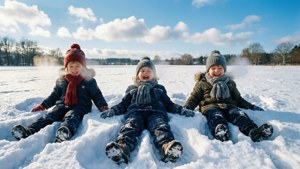 Kids Making Snow Angels