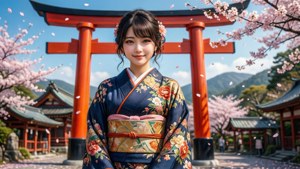 Kimono Miyo at Torii