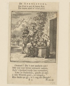 Kind in een speelstoel, omringd door drie vrouwen