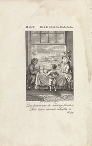 Kind kijkt hoe zijn ouders de middag maaltijd gebruiken