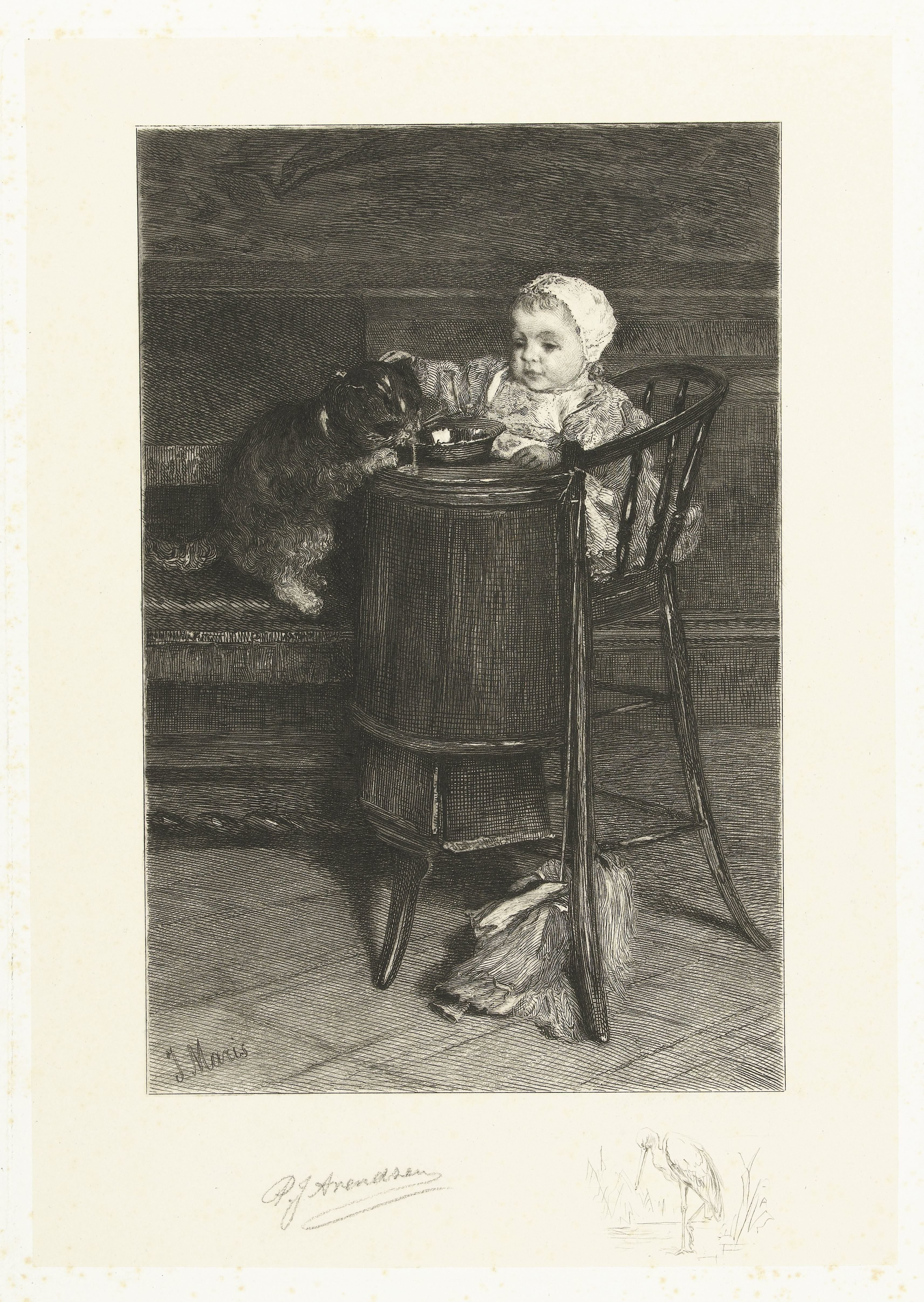 Kind met poes by Petrus Johannes Arendzen