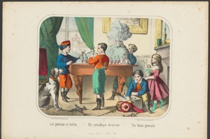 Kinderen spelen met kleine soldaten