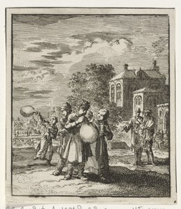 Kinderen spelend met een varkensblaas