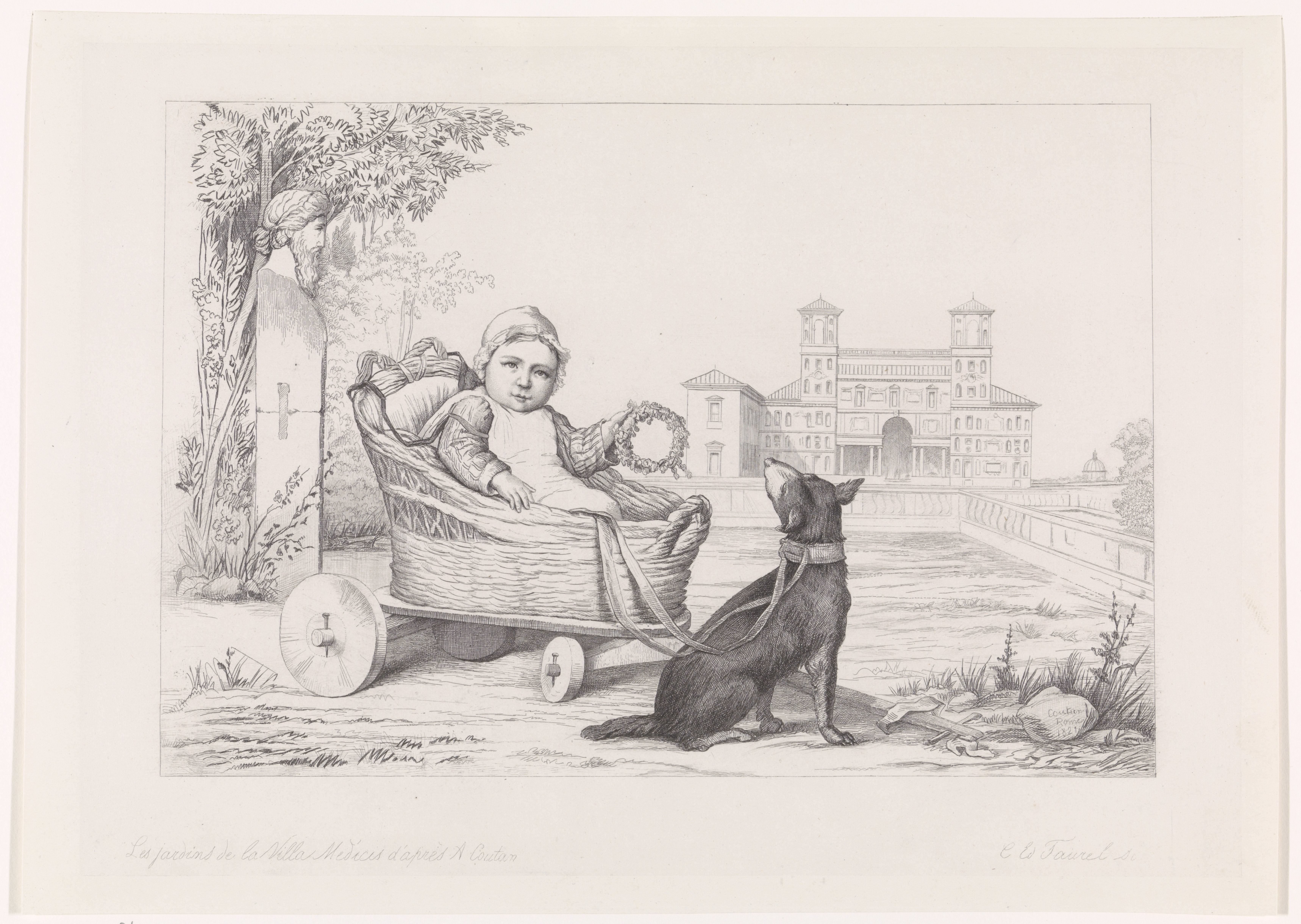 Kinderwagen in de tuin van de villa de Medicis by Edouard Taurel