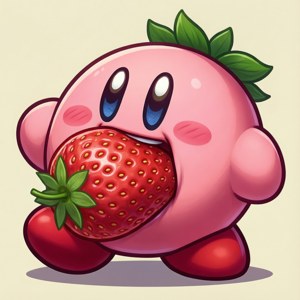 Kirby Eating Strawberry