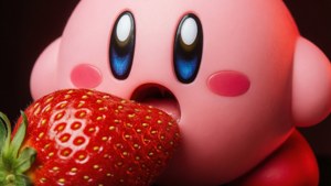 Kirby Eating Strawberry