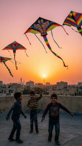 Kite Flyers at Dusk