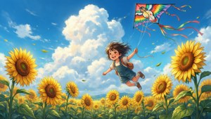 Kite in Sunflowers